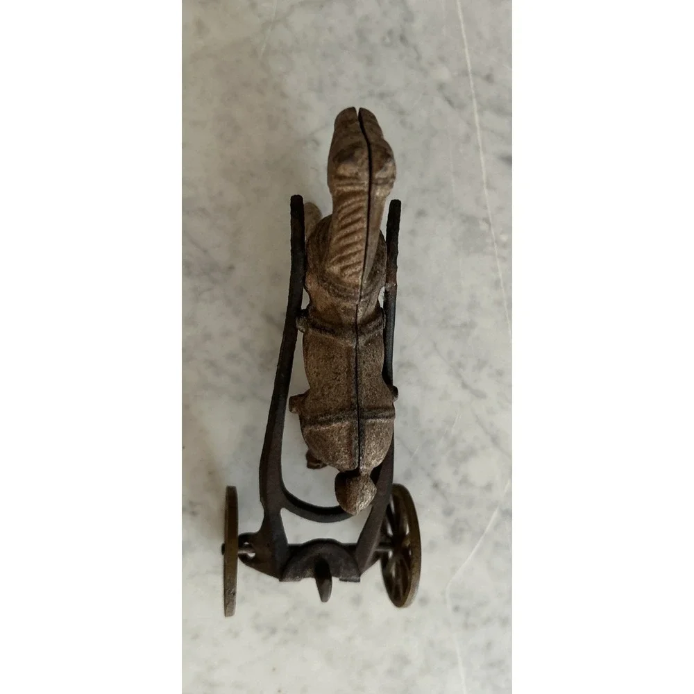 Antique Cast Iron Horse Drawn Ice Wagon Early 1900s #2